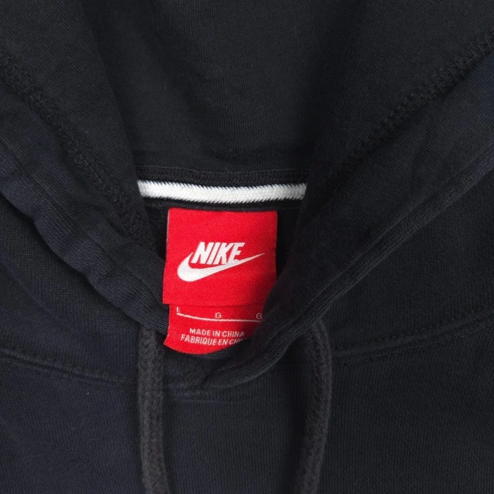 Nike Just Do It Hoodie Adult L Black White Graphic Pullover Fleece Sweatshirt